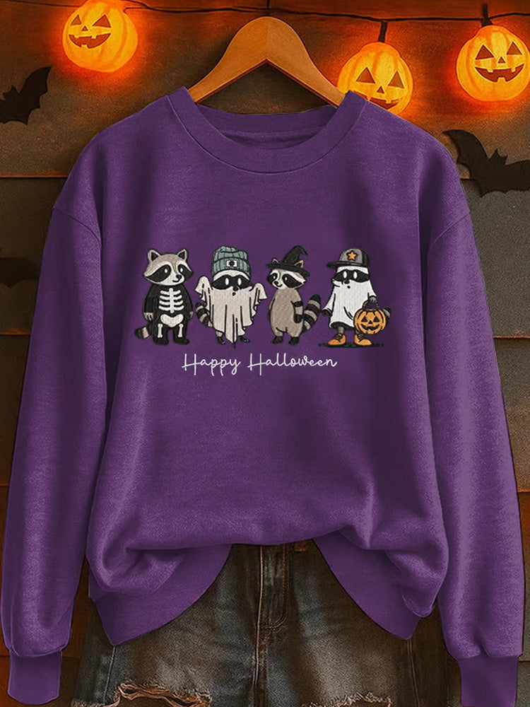 Women's Halloween Raccoon Casual Sweatshirt artswardrobe