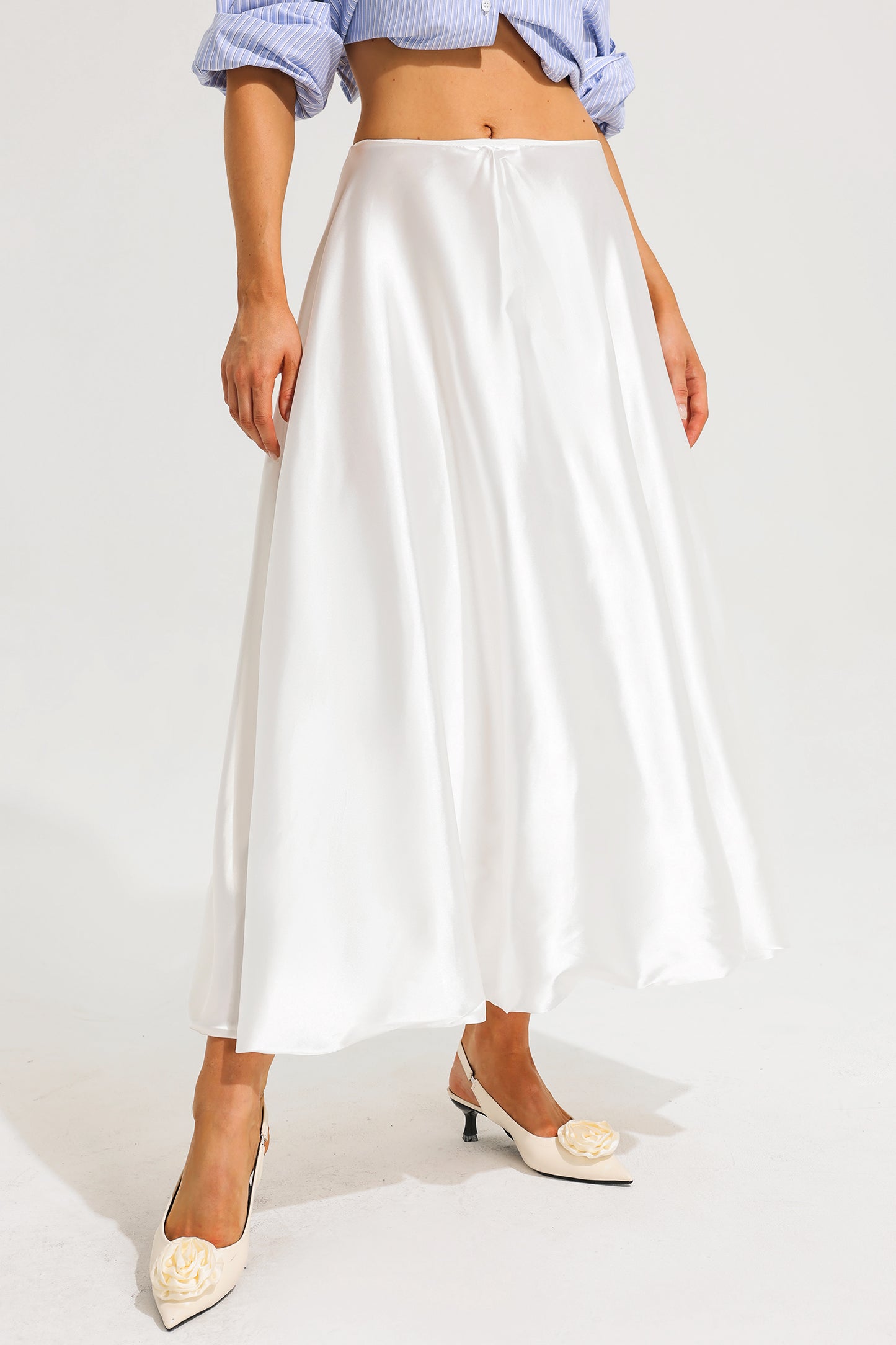High Waisted Puffy Midi Skirt