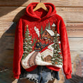 Women's Christmas Embroidery Art Cozy Flannel Hoodie