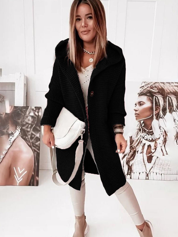 ’s Loose Hooded Sweater Cardigan Sweater