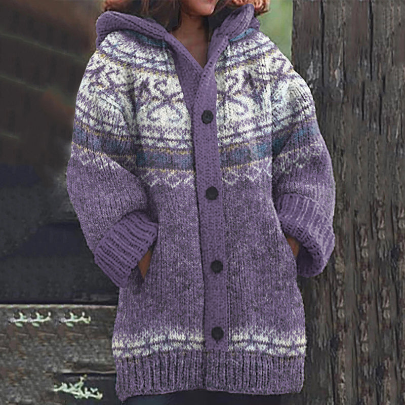 Icelandic Pattern Snowflake Jacquard Vintage Sweater Cardigan elevenforest