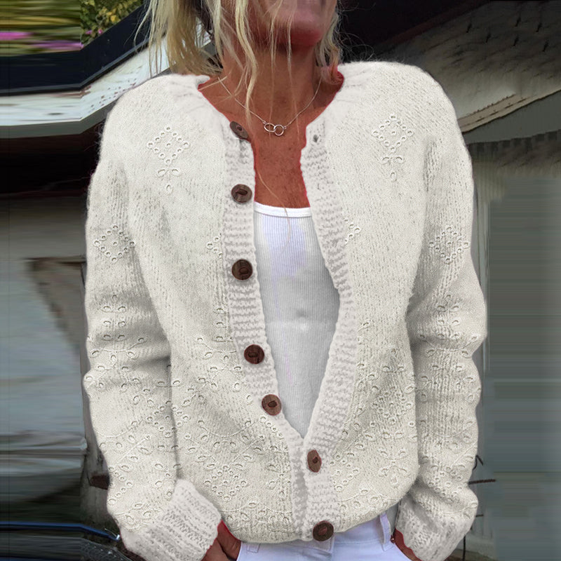 Floral Jacquard Women's Cardigan Knitted Sweater artswardrobe