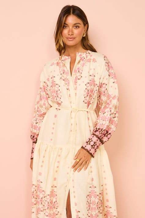 Delia Printed Long Sleeves Maxi Dress
