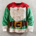 Comstylish Men's Fun Santa Claus Color Block Crew Neck Plush Sweatshirt