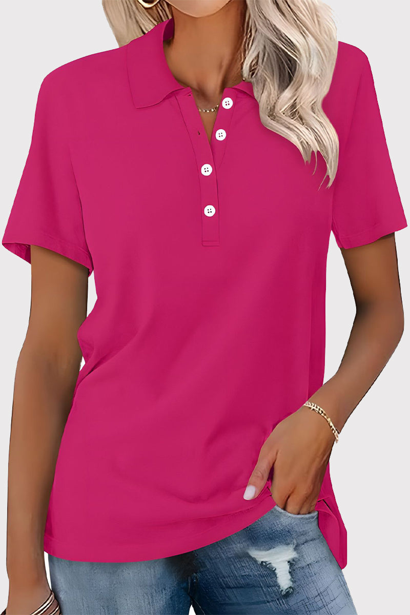 Simplicity Buckle Turndown Collar T-shirts