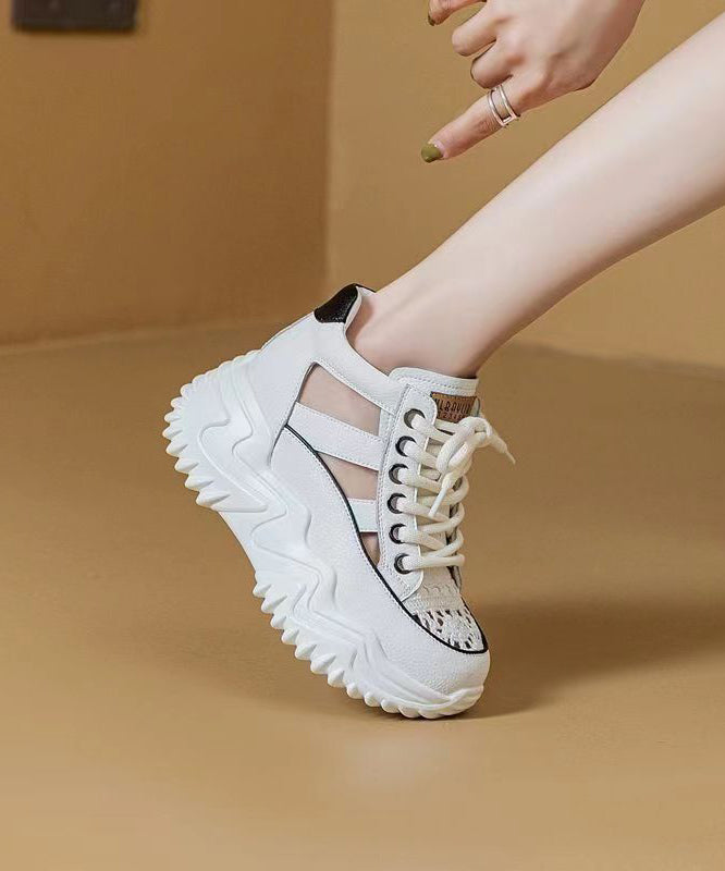 Yellow Cowhide Leather Cross Strap Hollow Out Platform Sandals Oi060