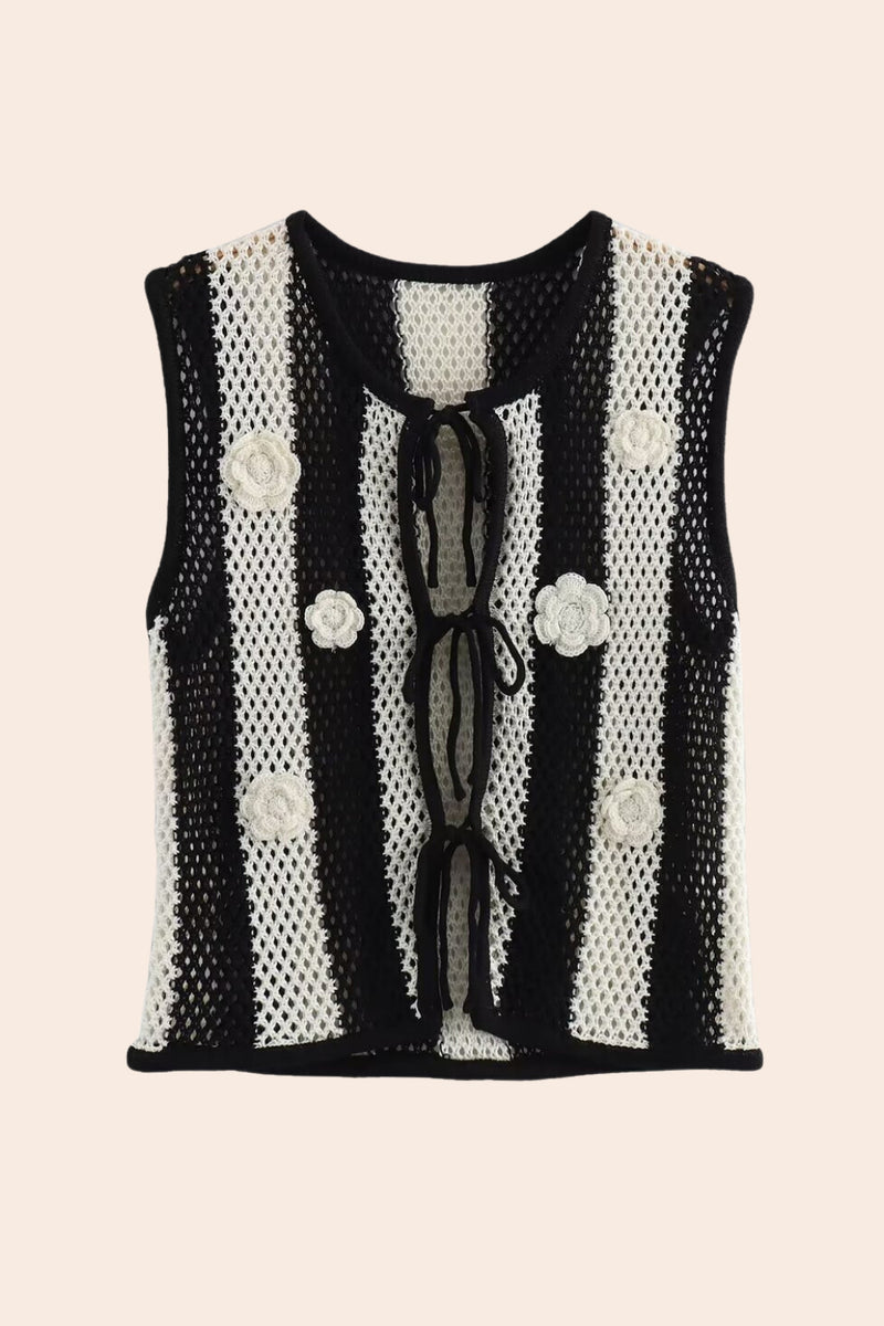 Hermosa Applique Hollow Knit Vest
