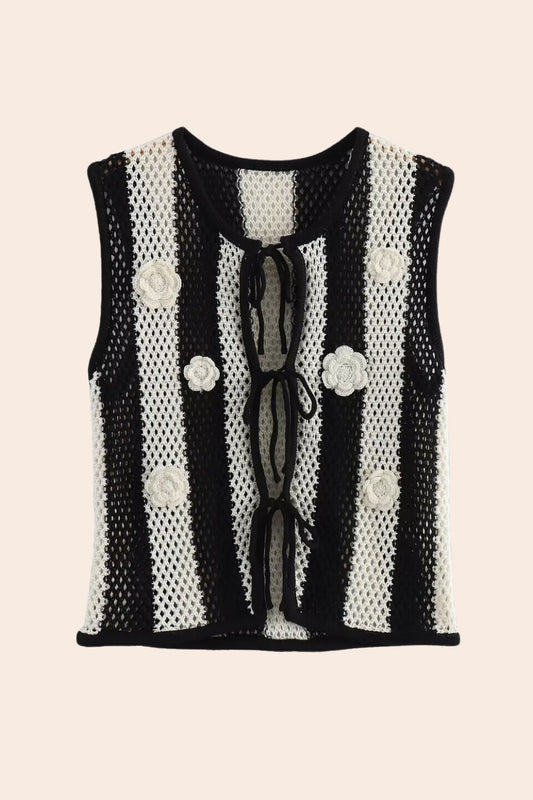 Hermosa Applique Hollow Knit Vest