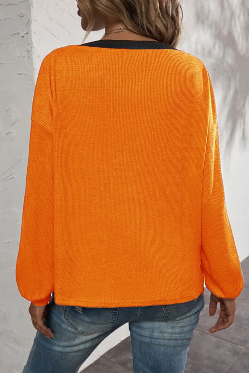 Patchwork Buttons V Neck T-shirts(7 Colors)
