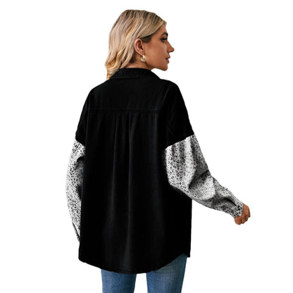 Leopard Print Denim Cardigan With Long Sleeve – Trade Loose Stitching