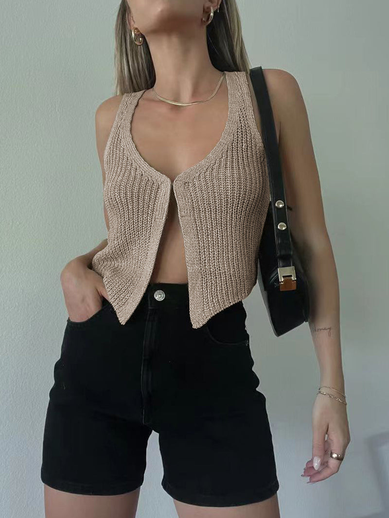 Classic Hook-and-eye Knit Vest