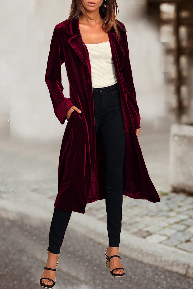 British Style Pocket Turn-back Collar Outerwear