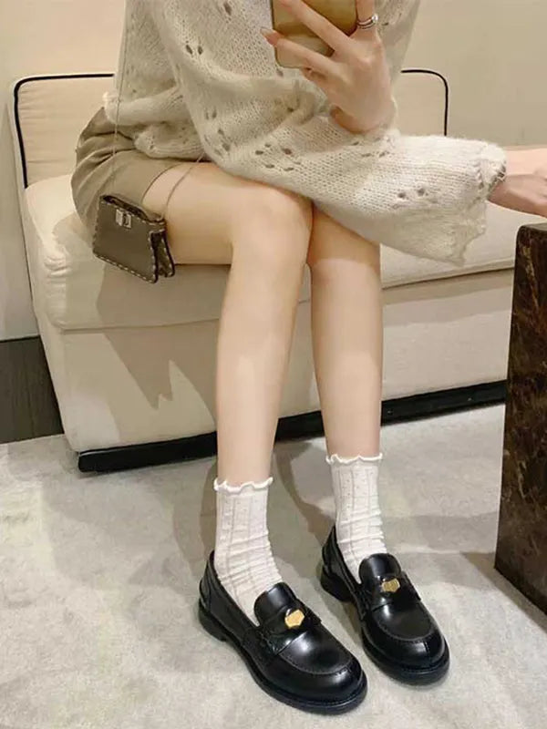 Round-toe Split-joint Loafers