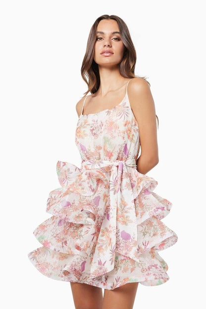 Monica Printed Ruffle Mini Dress