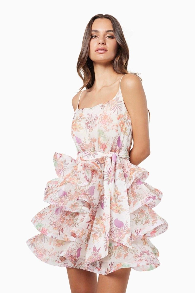 Monica Printed Ruffle Mini Dress
