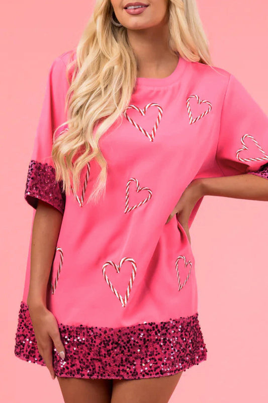 Embroidered Sequins O Neck T-shirts