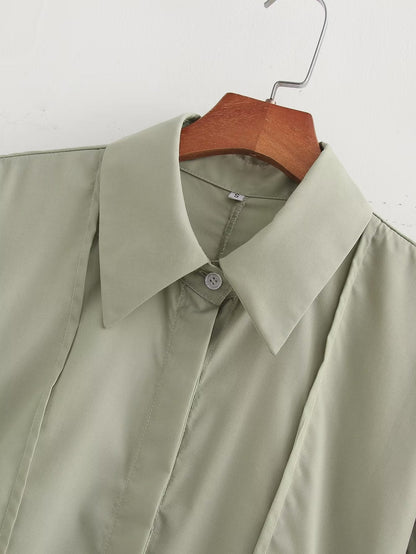 Niche Design Pinch Pleated Cardigan Blouse
