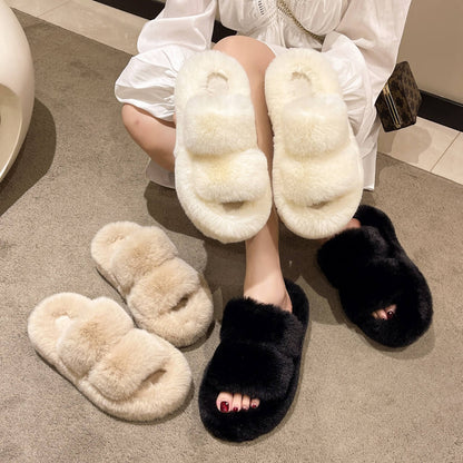 Ella Faux Fur Slides Sandals