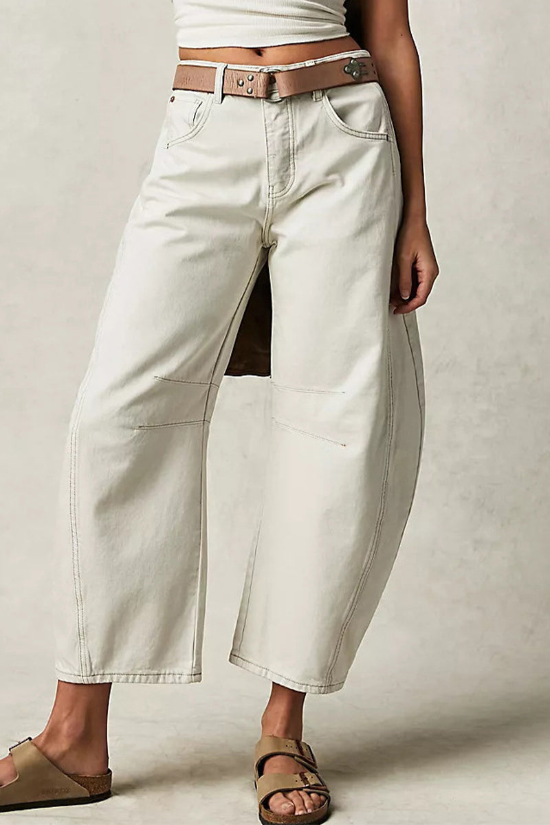 Street Pocket High Waist Denim Jeans