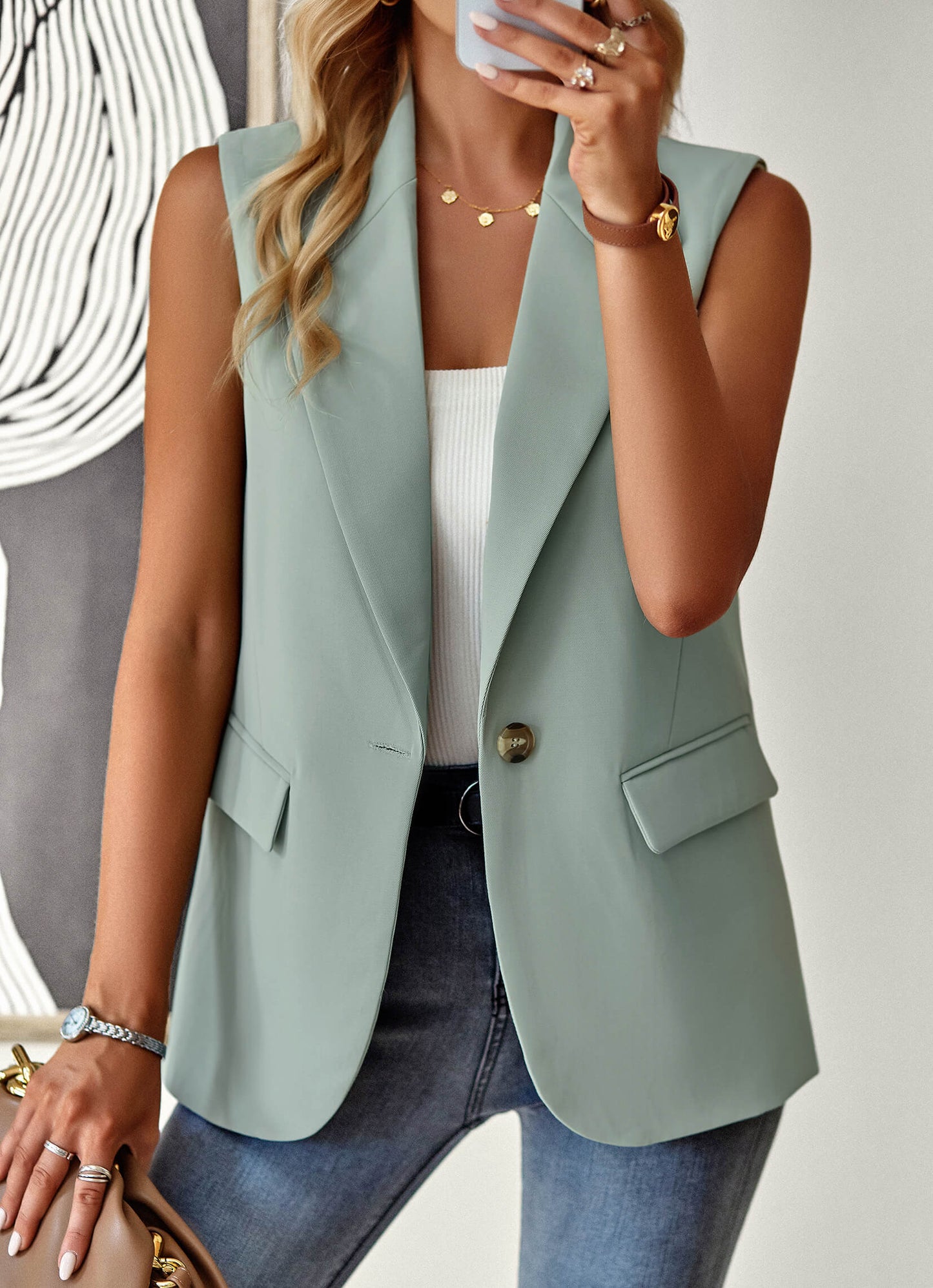 Radford Blazer Vest - Sage