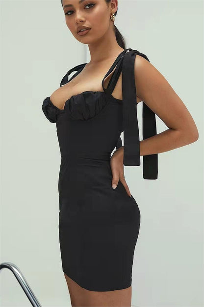 Lace Up Slim Mini Dress