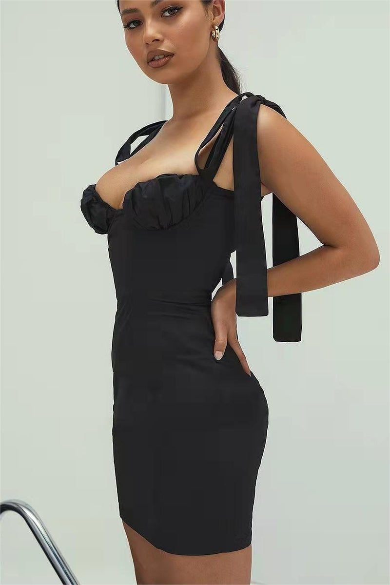 Lace Up Slim Mini Dress