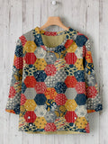 Traditional Japanese Patchwork Pattern Linen Blend Shirt