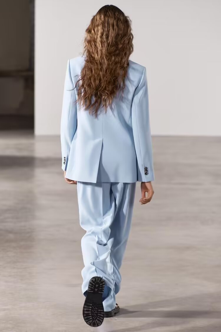 Spring Straight Cut Blazer Vertical Straight Leg Pants Suit – and Stylish Outfit for