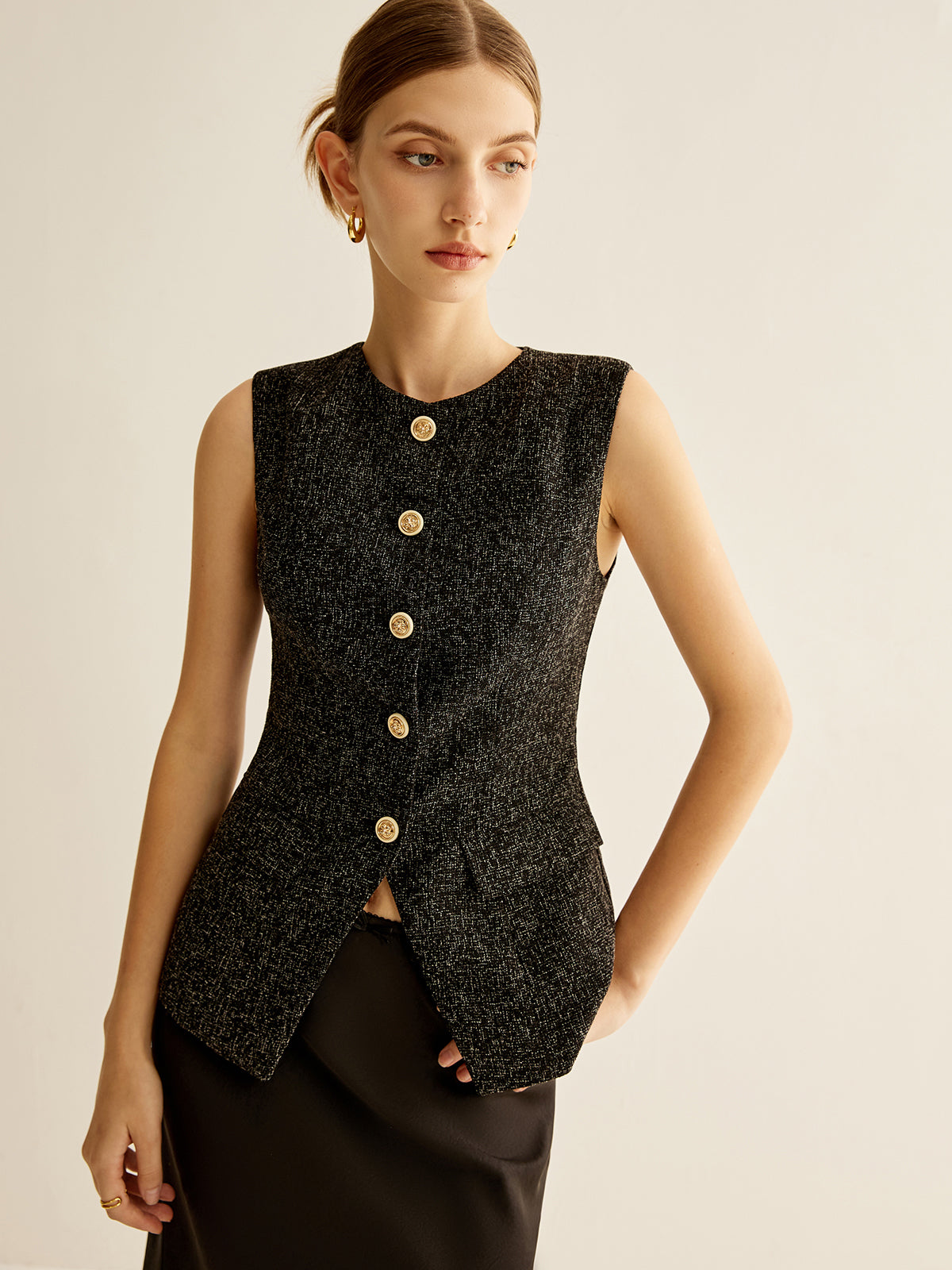 Breasted Piping Split Vest