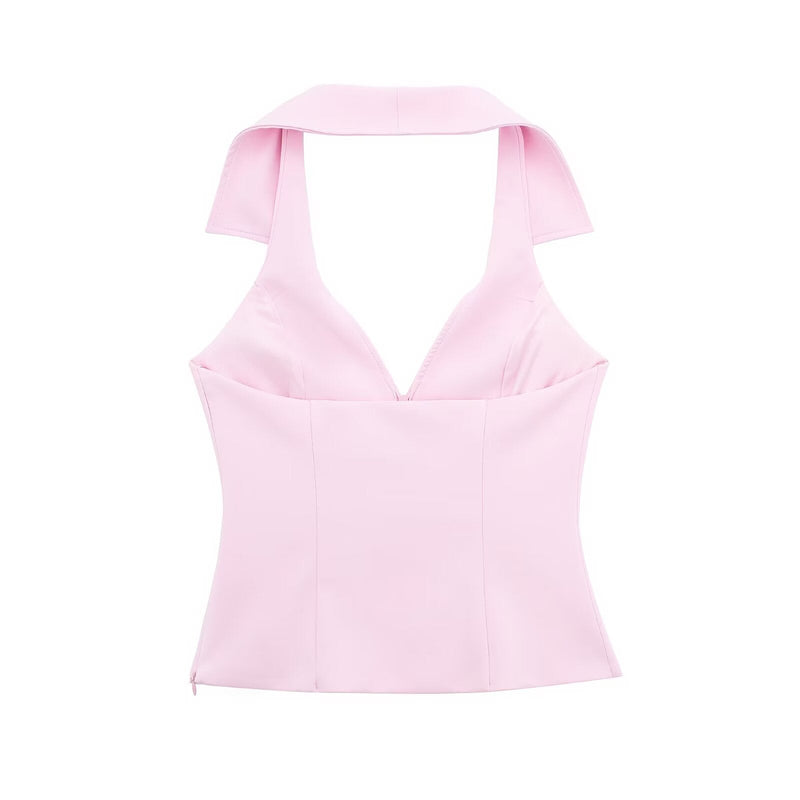 Spring Shirt Hanging Collar Top – Stylish Blouse for Spring