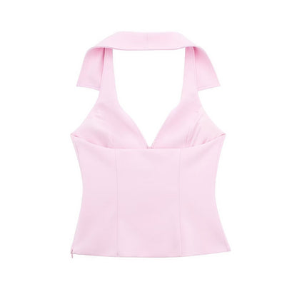 Spring Shirt Hanging Collar Top – Stylish Blouse for Spring