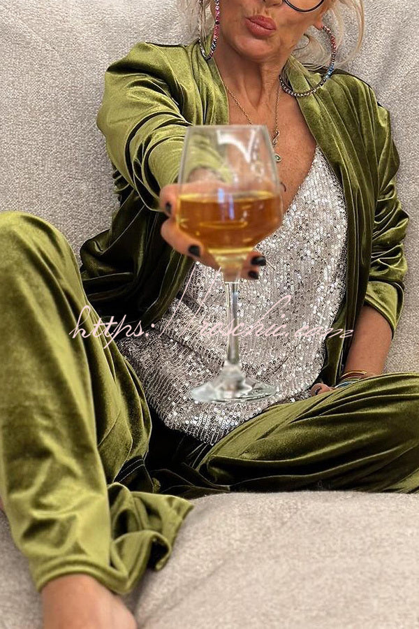 Rooice Velvet Patchwork Long Sleeved Coat