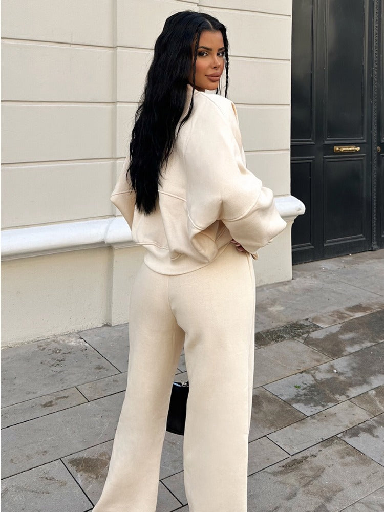 Tossy Autumn 2 Piece-set Tracksuit Trousers Outfits Female Slim High Waist Drawstring Clothes Loose ’s Pants Sets