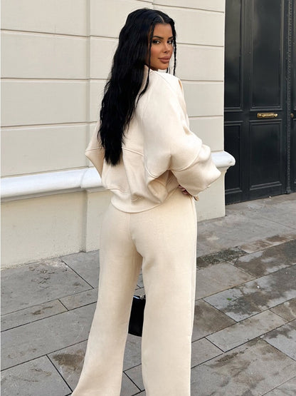 Tossy Autumn 2 Piece-set Tracksuit Trousers Outfits Female Slim High Waist Drawstring Clothes Loose ’s Pants Sets