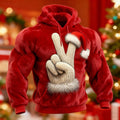 Comstylish Men's Christmas Pose Pattern Plush Warm Hoodie