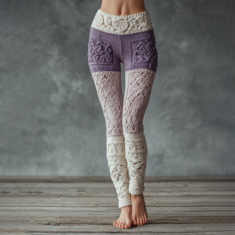 Vintage Viking Celtic Knot Knit Cozy Leggings artswardrobe