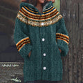 Icelandic Ethnic Print Long Sleeve Knitted Hooded Cardigan elevenforest