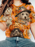 Comstylish Halloween Dogs And Cats Vintage Washed T Shirt