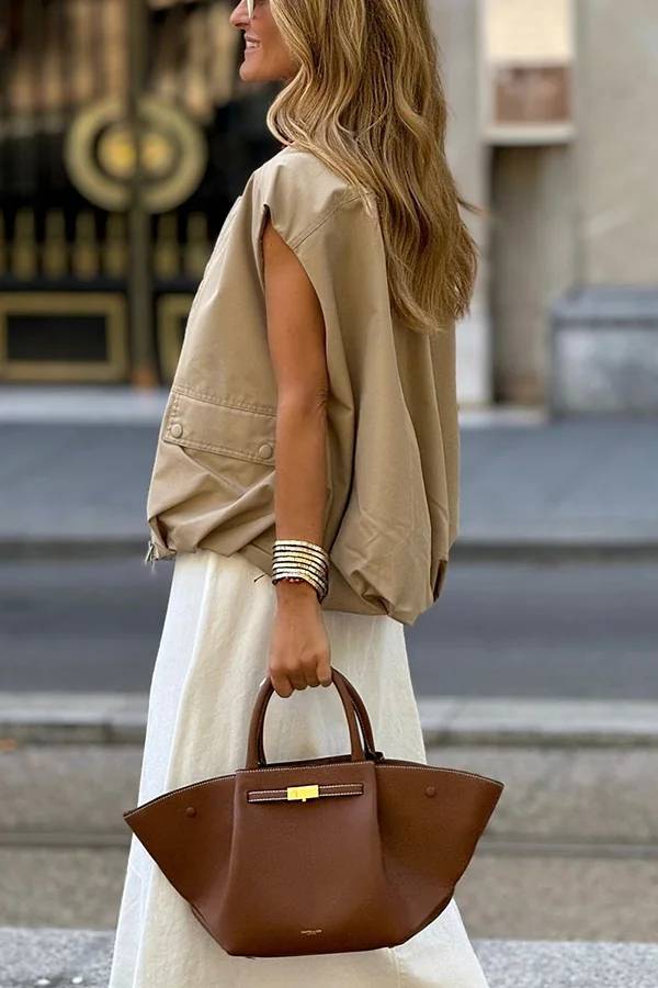 Fashionable Loose Sleeveless Pocket Vest