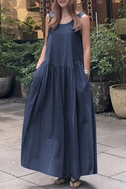 Simplicity Pocket O Neck Vest Dress Dresses