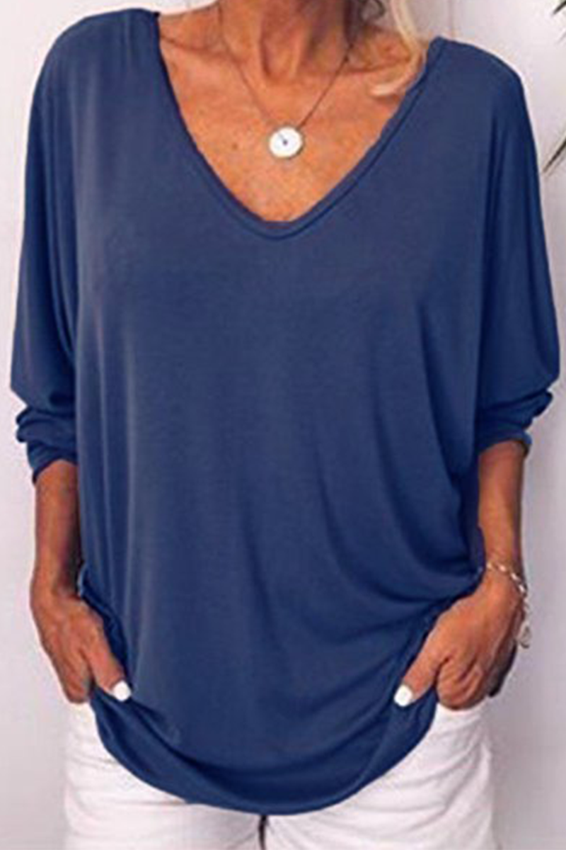 Buckle V Neck T-shirts(5 Colors)