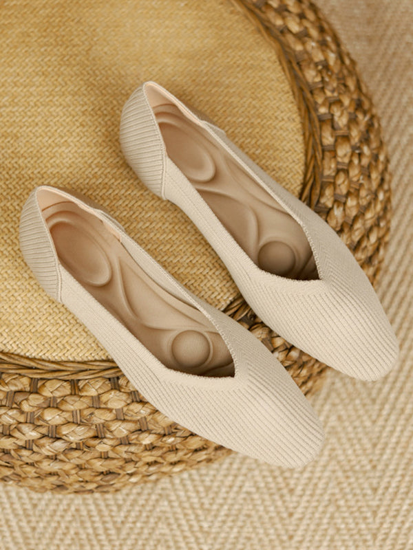 Color Square-toe Flats Shoes