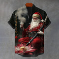 Comstylish Men's Santa Claus Swordsman On The Lotus Seat Art Print Short Sleeve Shirt