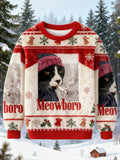 Comstylish Smoking Cat Meme Christmas Ugly Sweatshirt