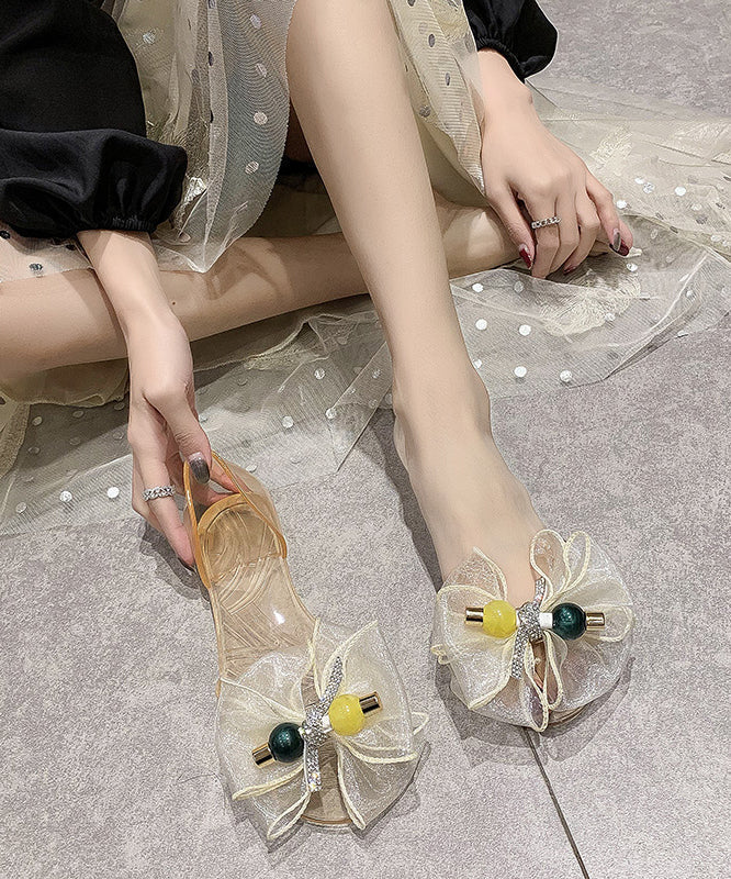 Tulle Bow Transparent Crystal Walking Sandals Aa003