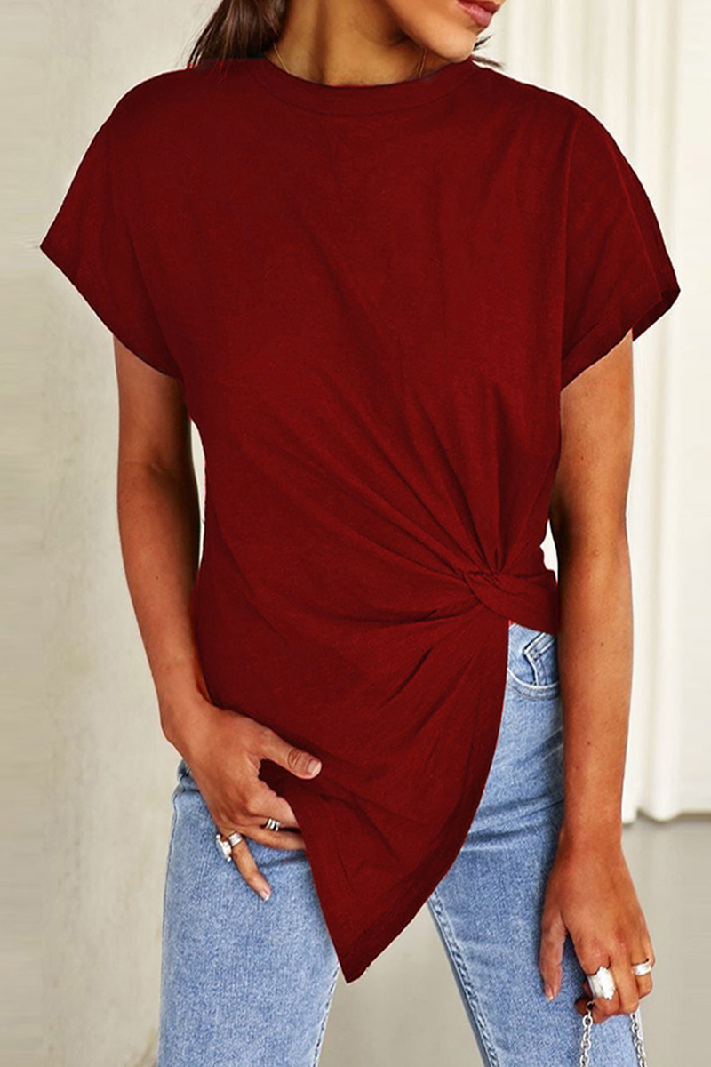 Patchwork O Neck T-shirts(3 Colors)