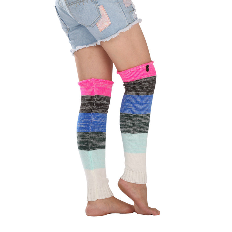 Soft Warm Retro Rainbow Contrasting Knee Protectors Socks elevenforest