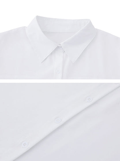 High-low Irregular Clipping Color Split-joint Lapel Blouses