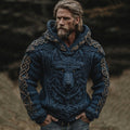 Men's Viking Wolf Celtic Knot Jacquard Knitted Hooded Sweater artswardrobe