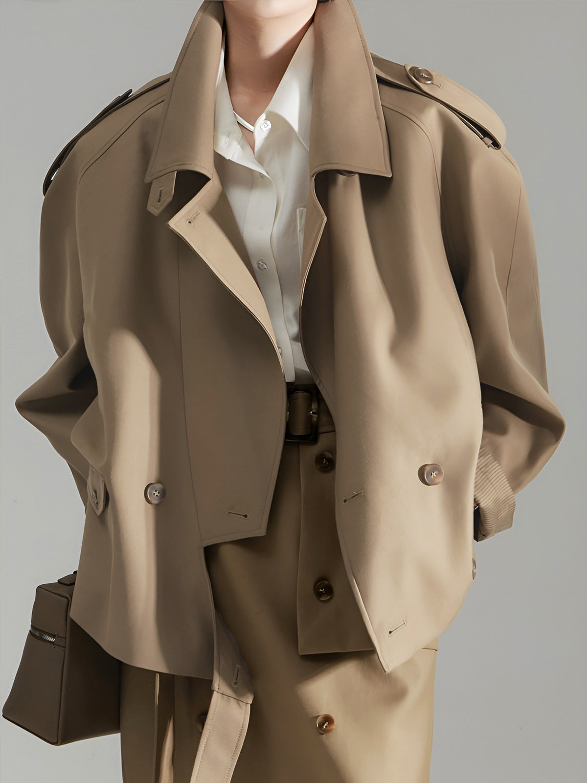 Asymmetrical Lapel Trench Coat